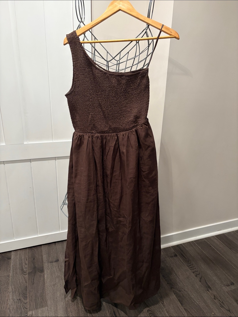 RW&CO. One-Shoulder Brown Maxi Dress